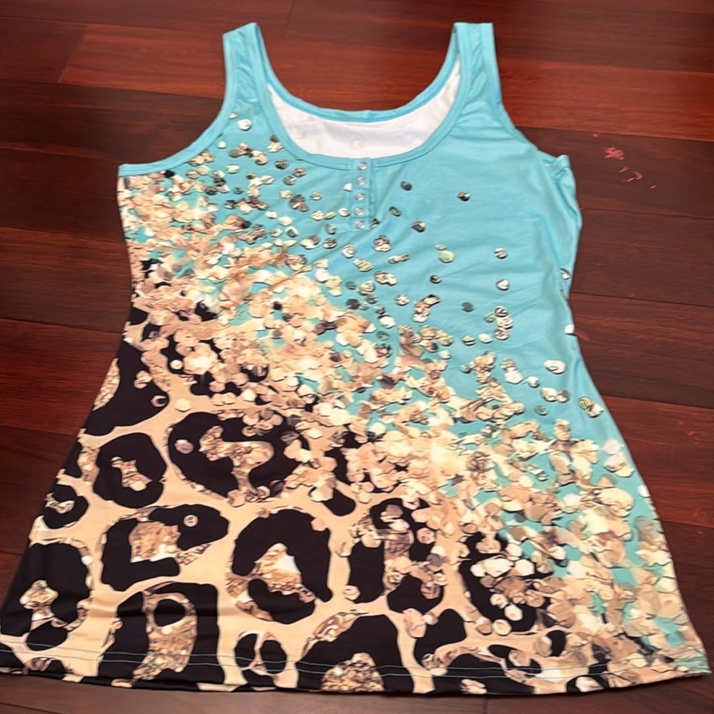 NWOT Woman’s Size Large tank Pink/grey - Picture 2 of 5